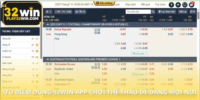 Ưu điểm khi đặt cược cùng 32WIN app chơi thể thao dễ dàng mọi nơi