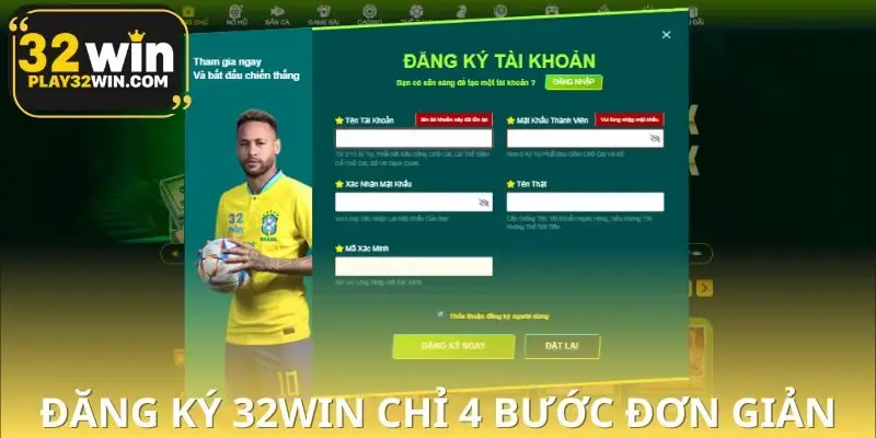 Quy trình từng bước đăng ký 32WIN chi tiết chỉ vài giây