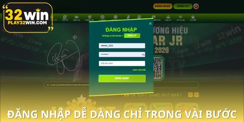 Đăng nhập 32WIN dễ dàng chỉ trong vài thao tác cơ bản