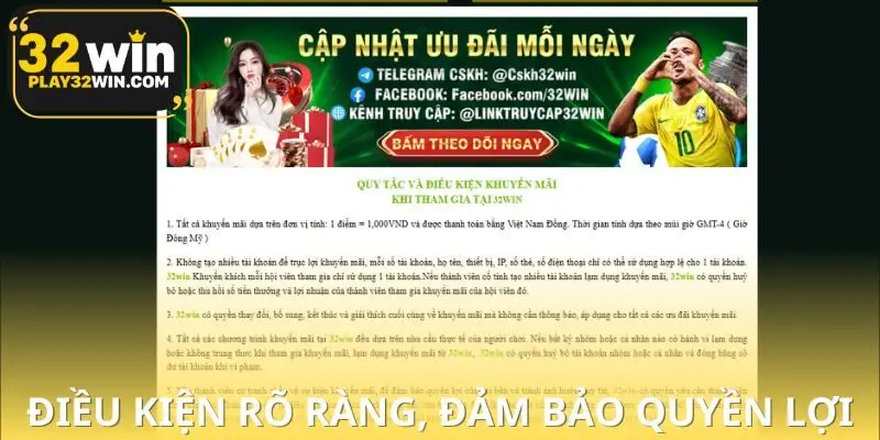 Điều kiện nhận khuyến mãi 32WIN chi tiết cho “newbie”